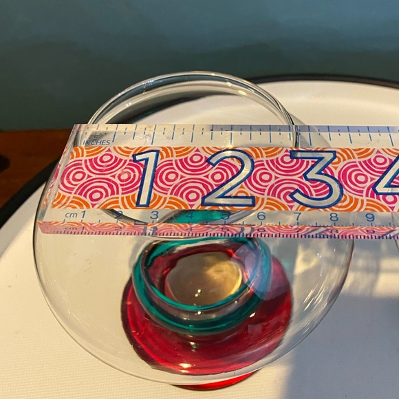 Pair of Red/Teal Hurricane Tea light Candleholders - Picture 4 of 5